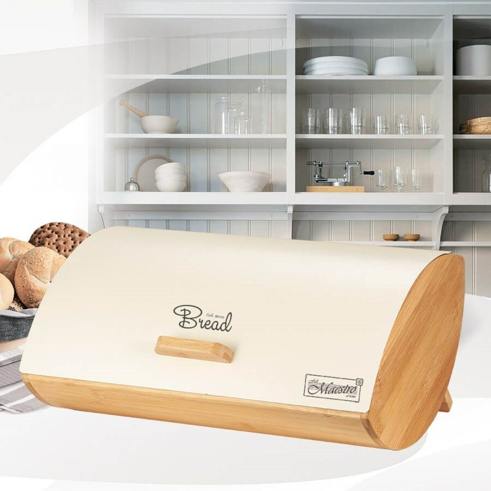 Brotkorb Feel Maestro MR-1775-IVORY Elfenbein Holz Metall Bambus 25 x 13,3 x 36,5 cm
