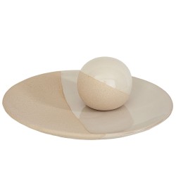 Centre de Table Romimex Blanc Beige 31 x 4 x 31 cm Rond