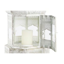 Lantern DKD Home Decor 2 Units White Golden Metal Crystal Arab Aged finish 30 x 30 x 71 cm (2 Units)