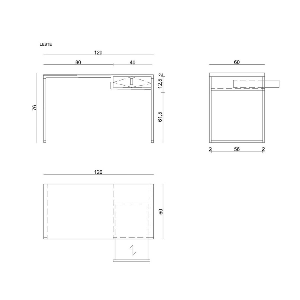 Schreibtisch Unique LESTE JSBG-142-1 Schwarz Stahl 120 x 76 x 60 cm