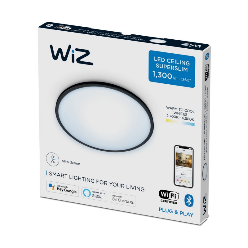 Deckenlampe Philips Wiz 14 W ø 24,2 x 2,3 cm Weiß Schwarz Bunt Metall Aluminium (2700 K) (6500 K)