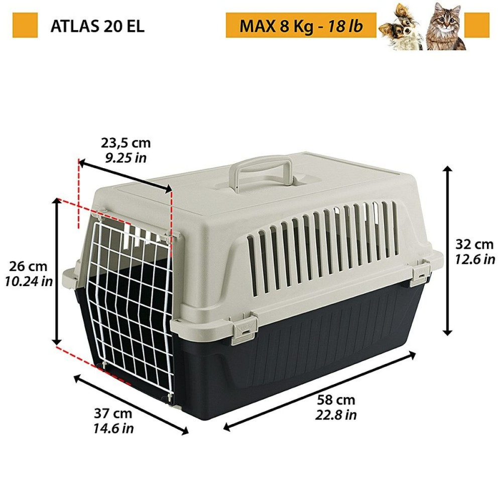 Cage de Transport Ferplast Atlas 20 EL Blanc Noir Acier Plastique