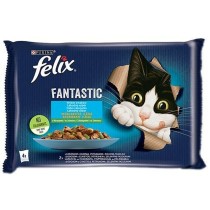 Katzenfutter Purina Lachsfarben Zucchini Grüne Bohnen 4 x 85 g