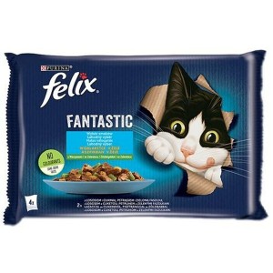 Katzenfutter Purina Lachsfarben Zucchini Grüne Bohnen 4 x 85 g