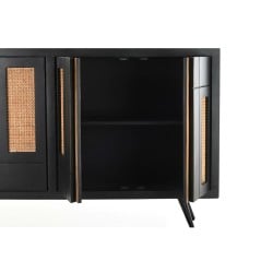 Anrichte DKD Home Decor Schwarz Rattan Mango-Holz (160 x 40 x 90 cm)