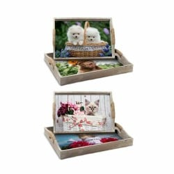 Tablettset DKD Home Decor Bunt 40 x 30 x 6 cm Holz MDF (2 Stück)