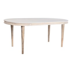 Table de Salle à Manger DKD Home Decor Blanc Doré Laiton Bois de manguier 180 x 90 x 76 cm