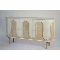 Table de Salle à Manger DKD Home Decor Blanc Doré Laiton Bois de manguier 180 x 90 x 76 cm