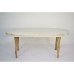 Table de Salle à Manger DKD Home Decor Blanc Doré Laiton Bois de manguier 180 x 90 x 76 cm