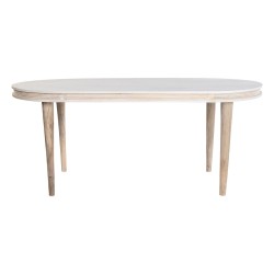 Table de Salle à Manger DKD Home Decor Blanc Doré Laiton Bois de manguier 180 x 90 x 76 cm