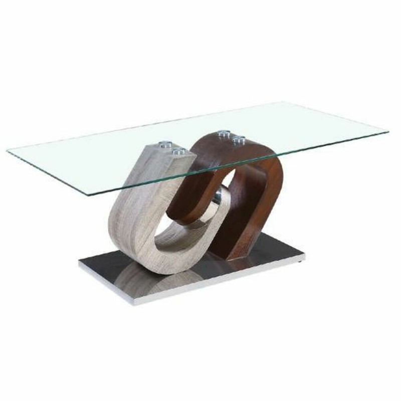 Table Basse DKD Home Decor Marron Transparent Argenté Naturel Bois Verre Bois MDF 120 x 60 x 45 cm