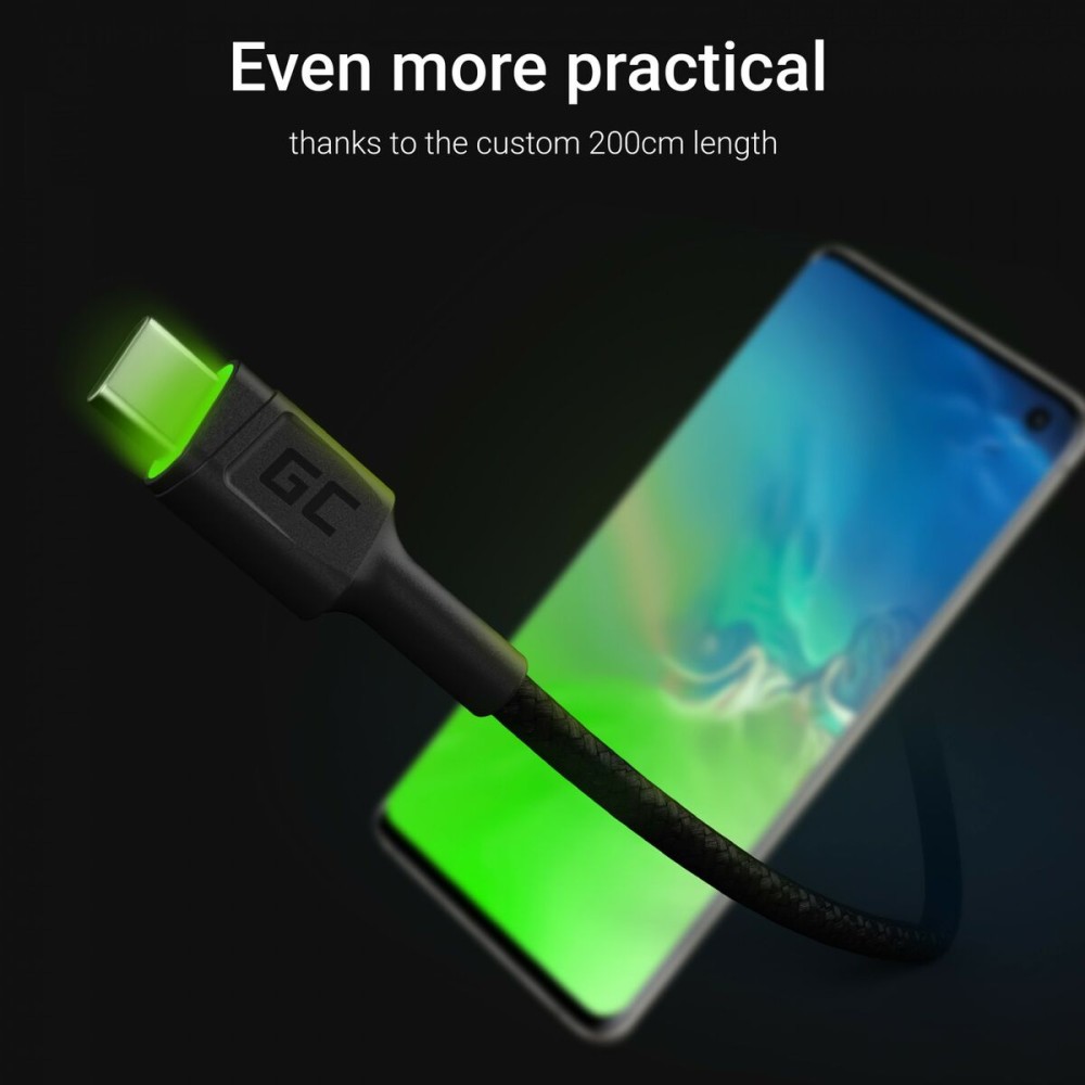 USB Cable Green Cell KABGC13 Black Green 2 m