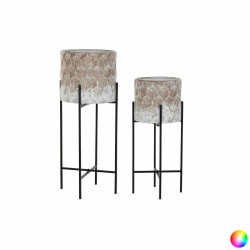 Set de pots de fleurs DKD Home Decor Usé 32,5 x 32,5 x 76,5 cm Métal (2 Unités)