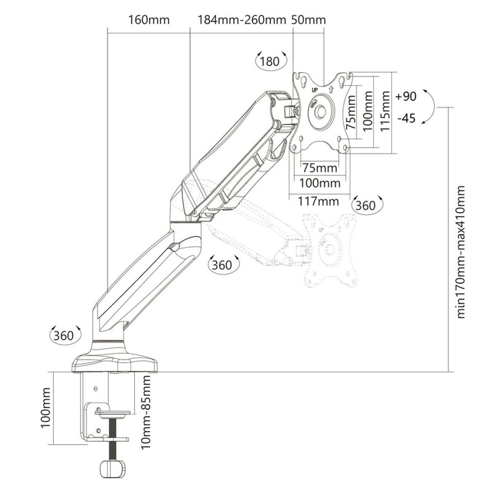 Support de table d'écran Montis ELBRUS MT014 Noir 32" 13"