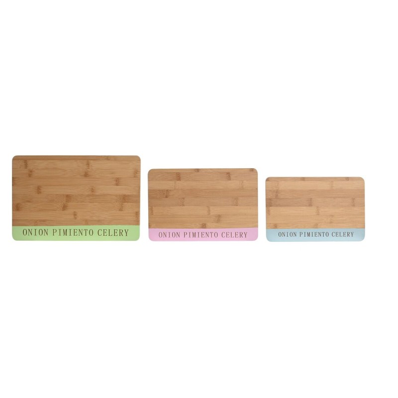 Cutting board DKD Home Decor Blue Green Pink Bamboo 33,5 x 22,4 x 1,2 cm