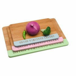 Cheeseboard DKD Home Decor Bamboo Stainless steel 33,5 x 24 x 2 cm (3 Units)