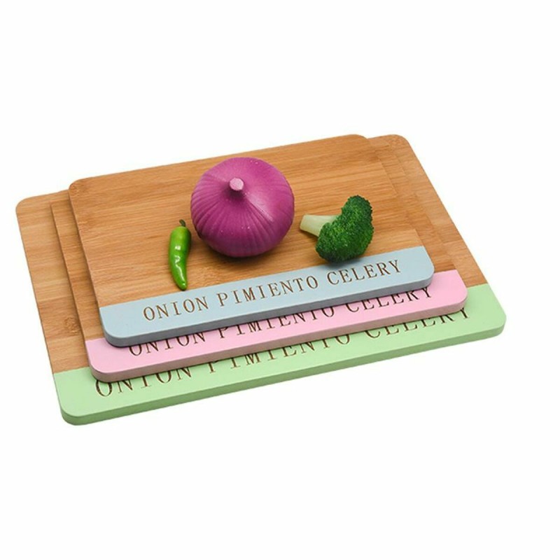 Cheeseboard DKD Home Decor Bamboo Stainless steel 33,5 x 24 x 2 cm (3 Units)