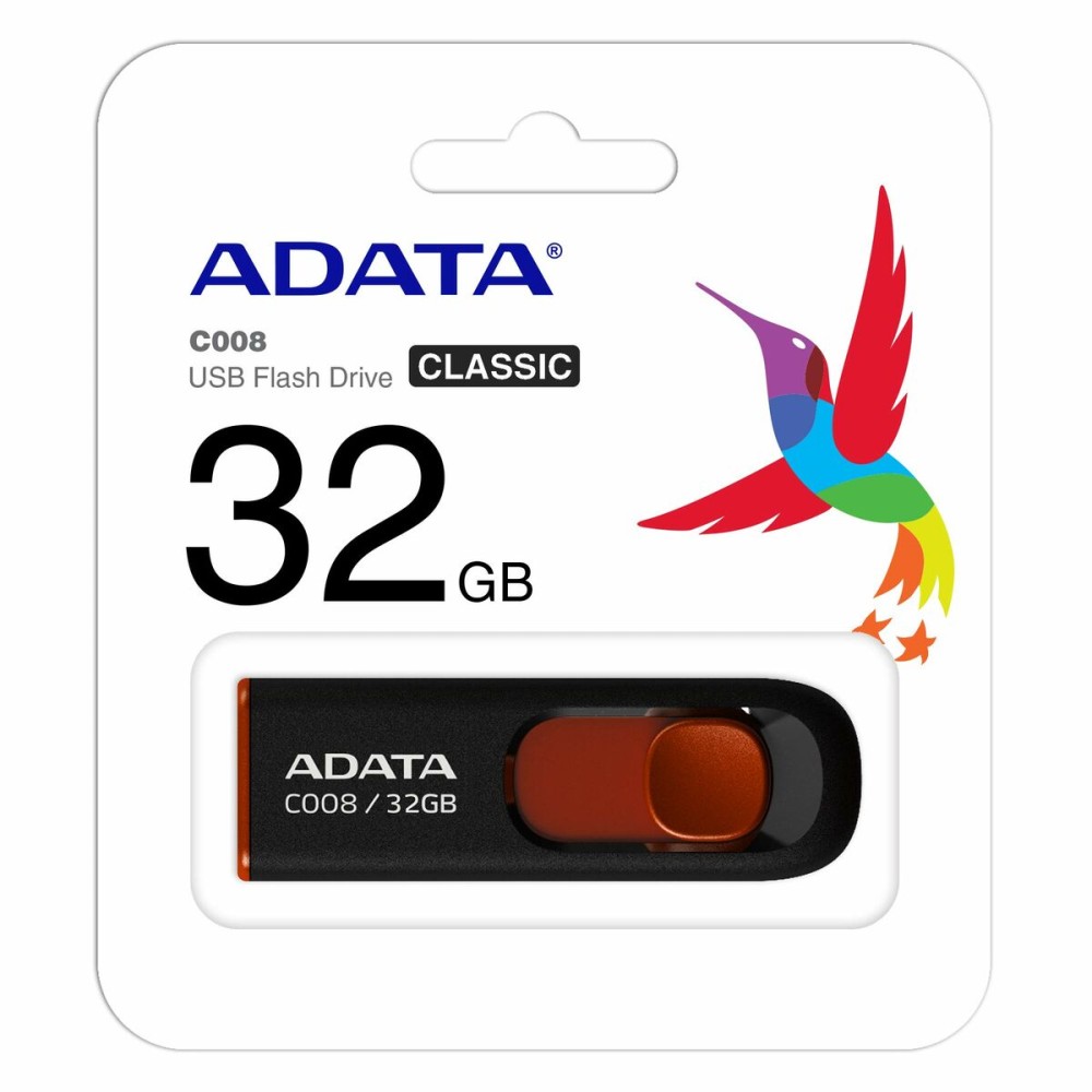 USB Pendrive Adata AC008-32G-RKD 32 GB Schwarz/Rot