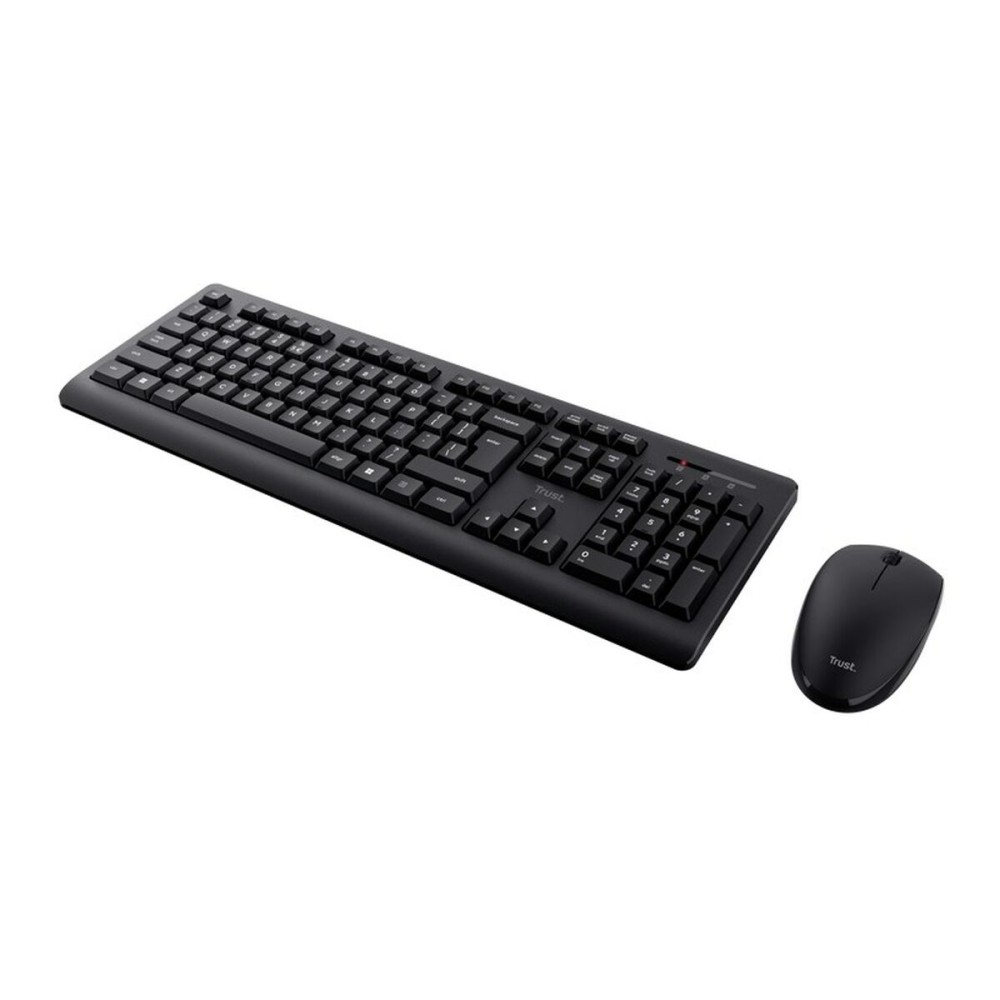 Tastatur mit Drahtloser Maus Trust Primo Schwarz Schwarzweiß Englisch EEUU Qwerty US