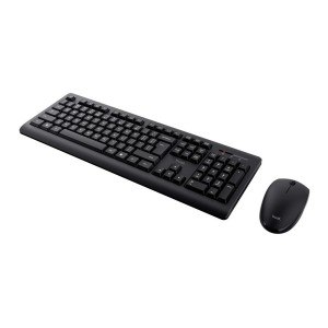 Tastatur mit Drahtloser Maus Trust Primo Schwarz Schwarzweiß Englisch EEUU Qwerty US