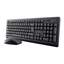 Tastatur mit Drahtloser Maus Trust Primo Schwarz Schwarzweiß Englisch EEUU Qwerty US