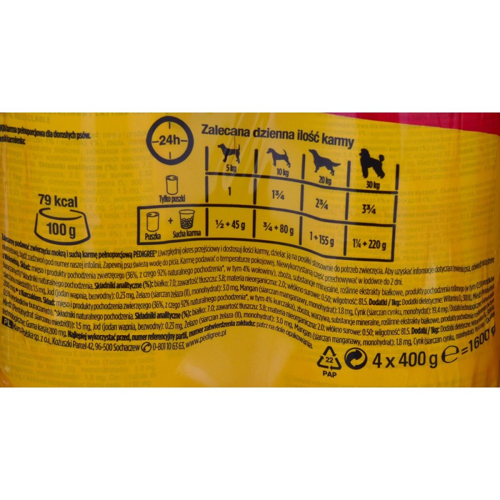 Wet food Pedigree Chicken Veal 4 x 400 g