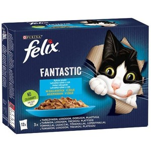 Aliments pour chat Purina Fantastic Saumon Thon Morue 12 x 85 g