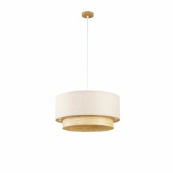 Suspension DKD Home Decor Polyester Blanc Marron Clair Bambou 50 W (50 x 50 x 25 cm)