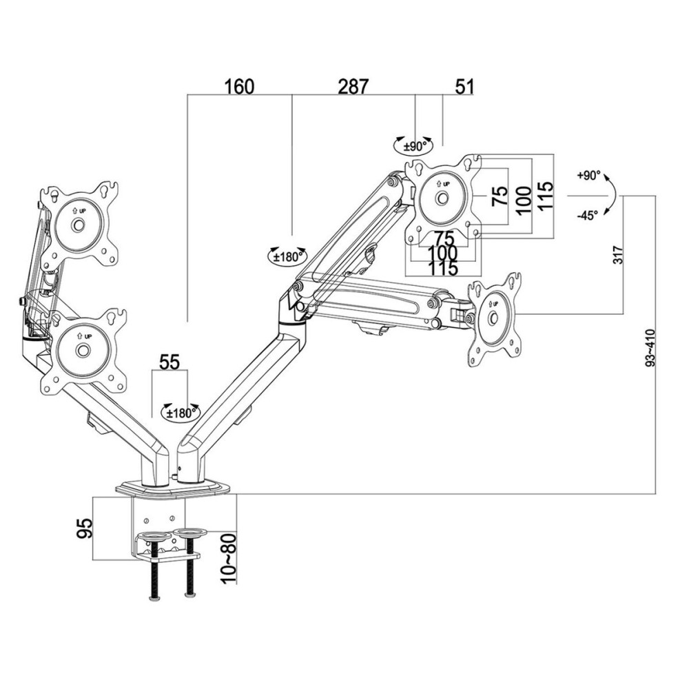 Support de table d'écran MacLean MC-861N 27" 13"