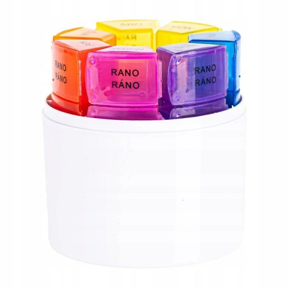 Pillbox with Compartments Depan HELBO White Transparent ABS 9 x 9 x 10 cm (7 Pieces)