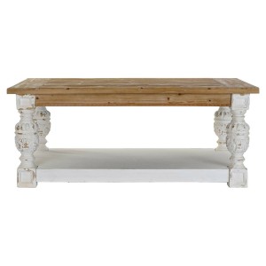 Beistelltisch DKD Home Decor Tanne Aluminium Weiß Hellbraun 120 x 70 x 50 cm Holz MDF