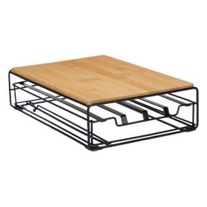 Organizer für Kaffeekapseln Kinvara W6358S-B NESPRESSO L Braun Schwarz Metall Bambus 21 x 57 x 8,5 cm
