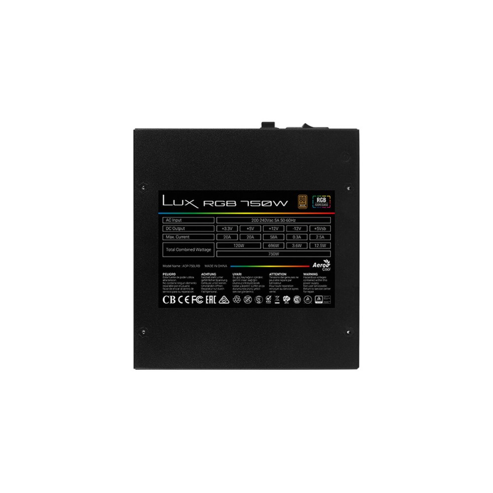Power supply Aerocool Lux RGB 750 W 80 Plus Bronze