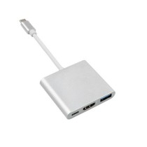 3-Port USB-C Hub MacLean MCTV-840 Silberfarben