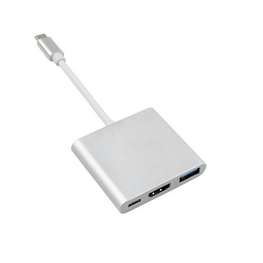3-Port USB-C Hub MacLean MCTV-840 Silberfarben