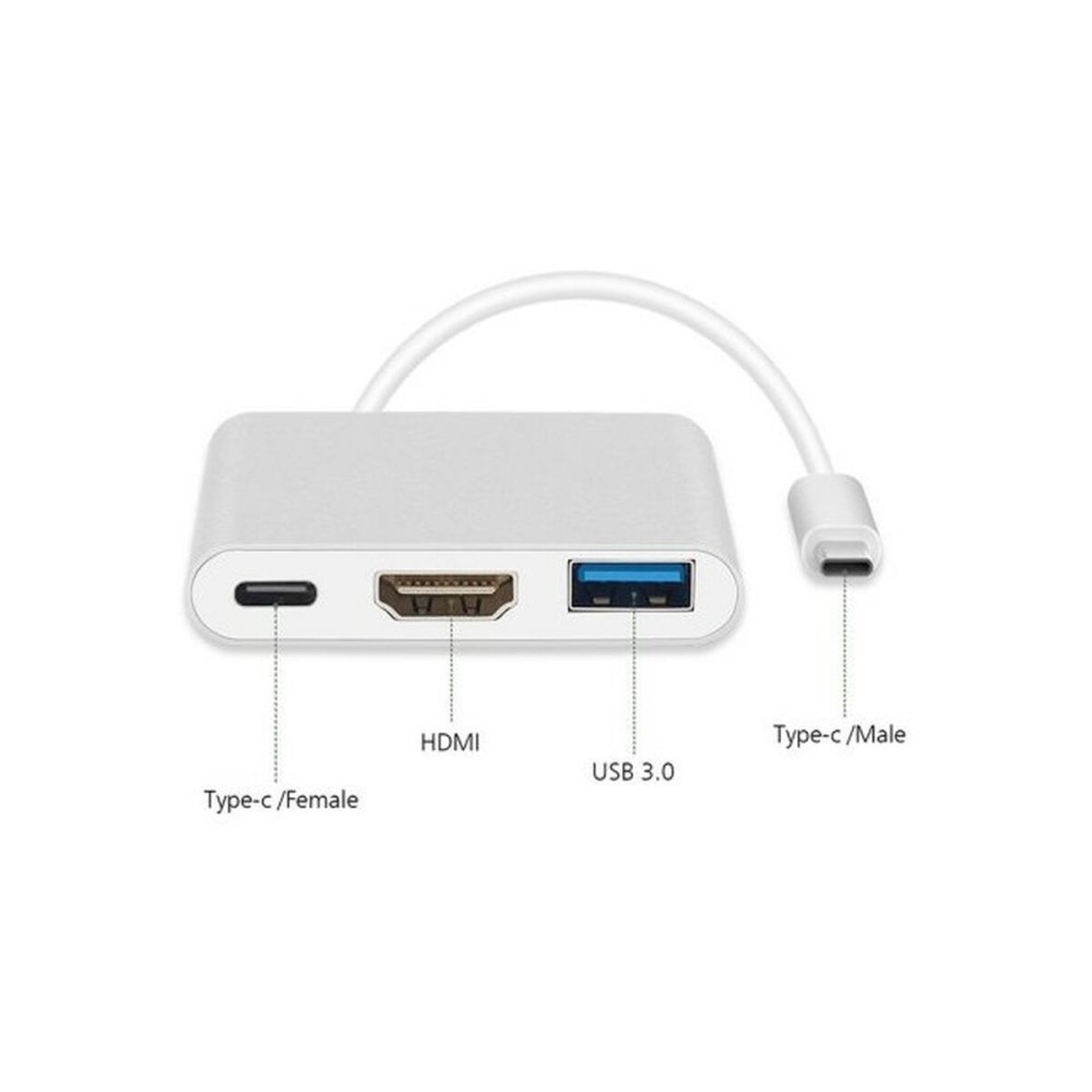 3-Port USB-C Hub MacLean MCTV-840 Silberfarben