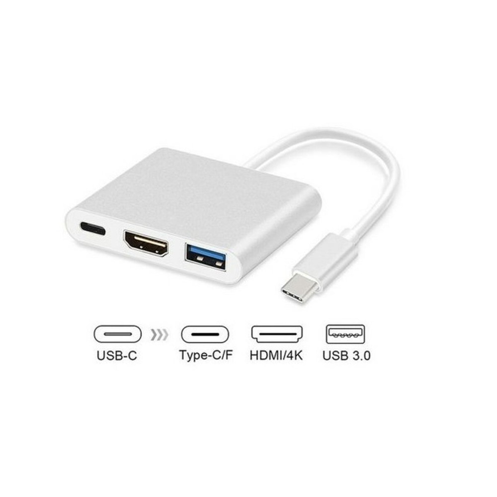 3-Port USB-C Hub MacLean MCTV-840 Silberfarben