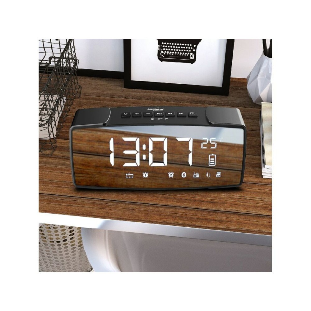 Pendule Réveil Greenblue 62917 Noir Gris Monochrome Noir/Gris