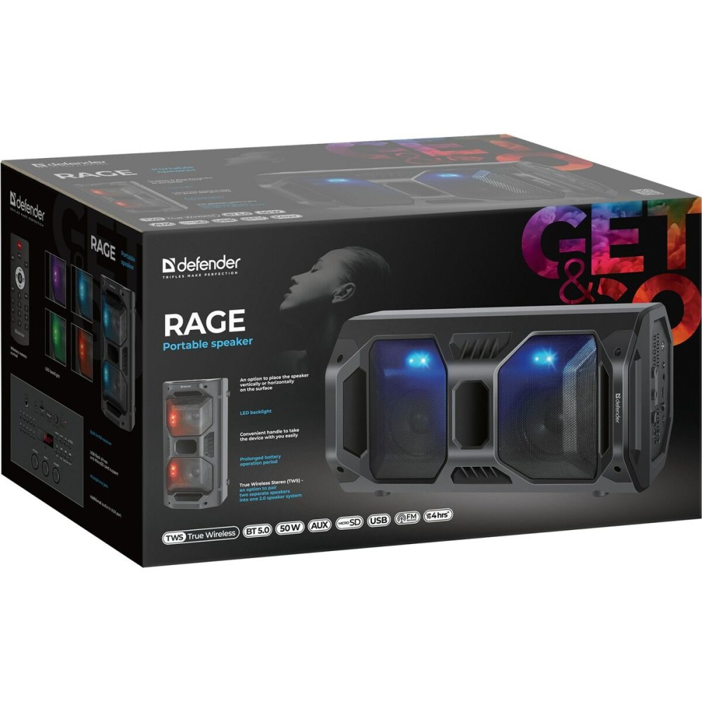 Haut-parleurs bluetooth portables Defender 65109 Noir 50 W