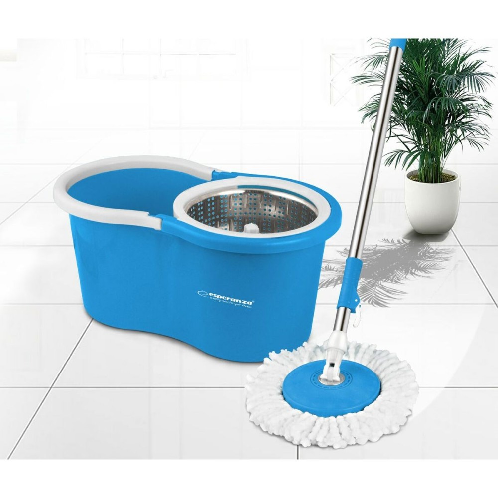 Mop with Bucket Esperanza EHS006 Blau Weiß Mikrofaser