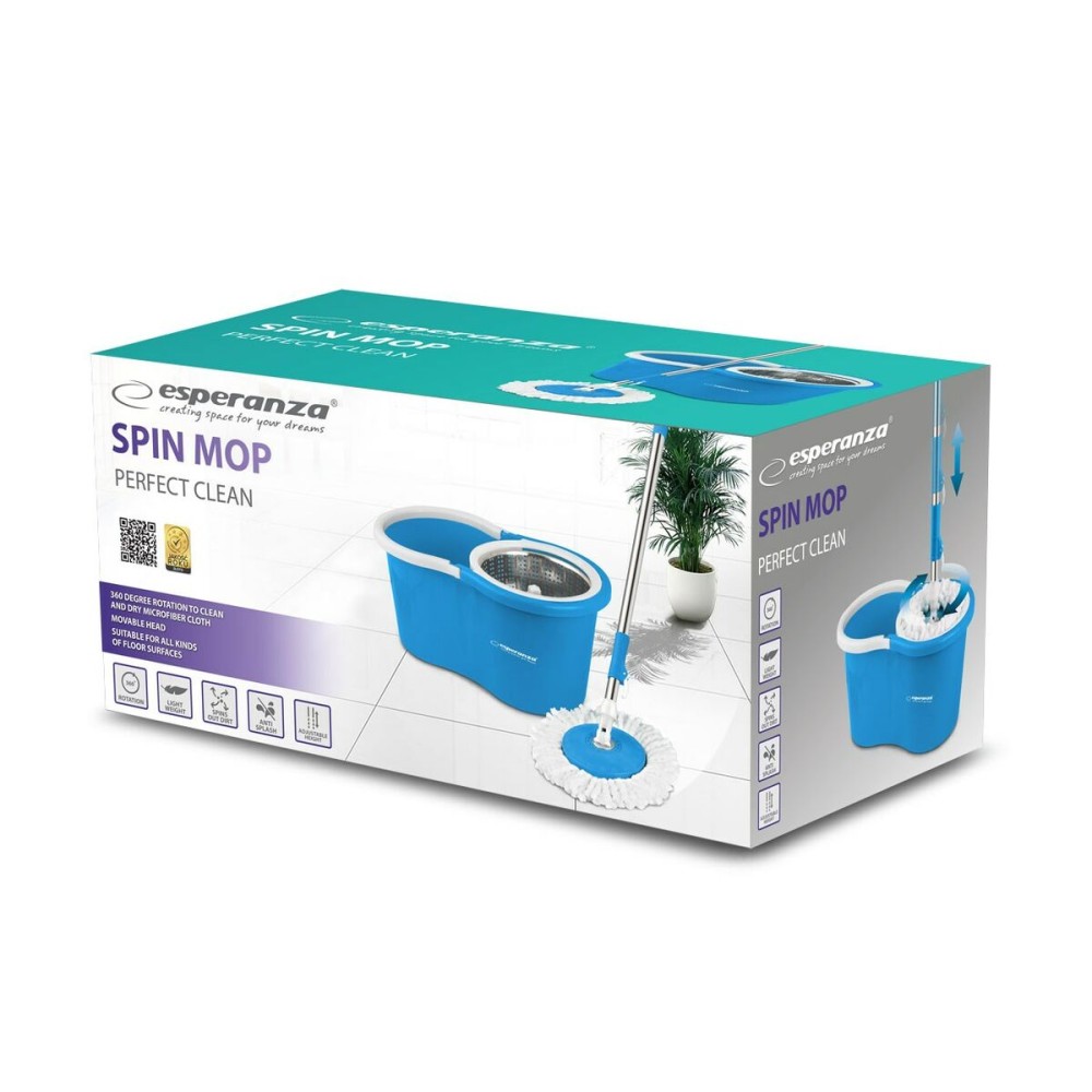 Mop with Bucket Esperanza EHS006 Blau Weiß Mikrofaser