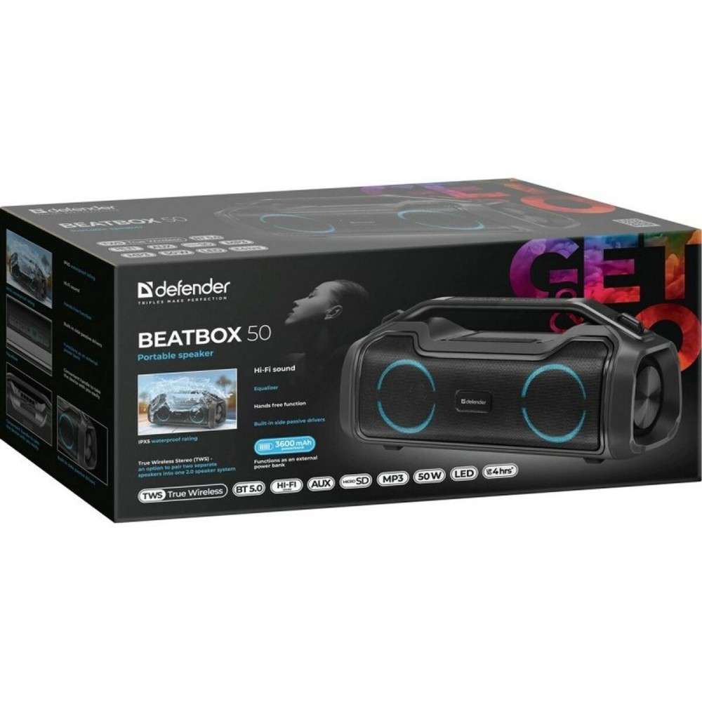 Tragbare Bluetooth-Lautsprecher Defender BeatBox 50 Schwarz 50 W (1 Stück)