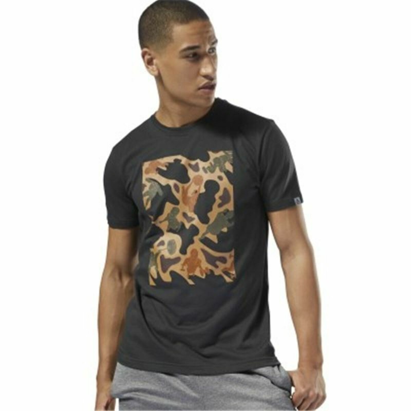 Men’s Short Sleeve T-Shirt Reebok Sportswear Training Camouflage Black