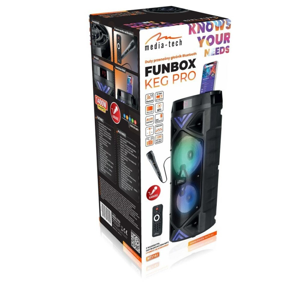 Haut-parleurs bluetooth portables Media Tech MT3182 Noir 50 W