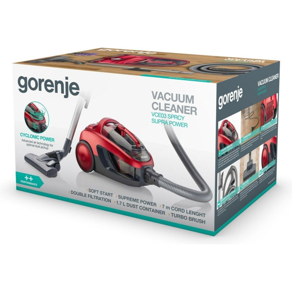 Bagless Vacuum Cleaner Gorenje VCE03SPRCY Red 800 W