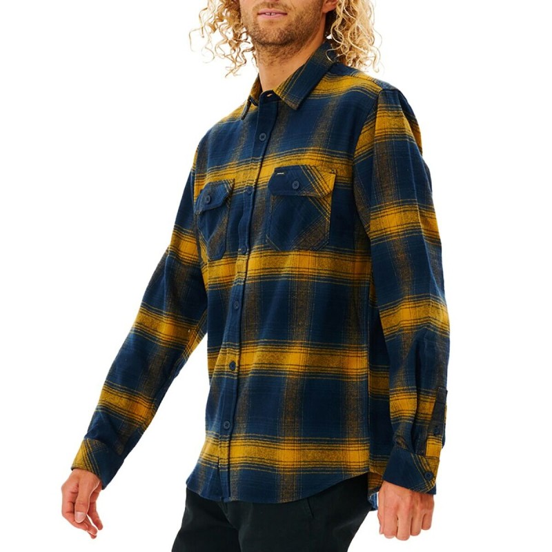 Chemise à manches longues homme Rip Curl Count Jaune Bleu Franela