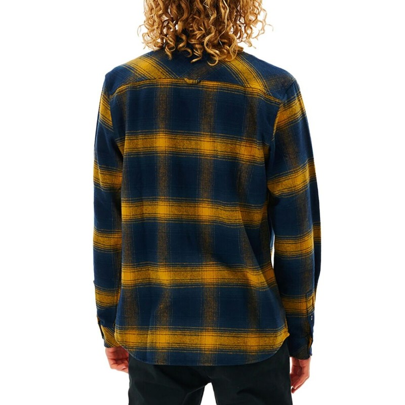 Men’s Long Sleeve Shirt Rip Curl Count Yellow Blue Franela