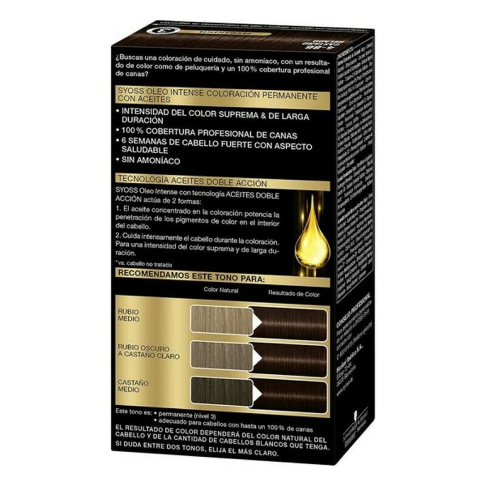Teinture permanente Syoss Olio Intense Sans ammoniaque Nº 4,86 Châtain Froid