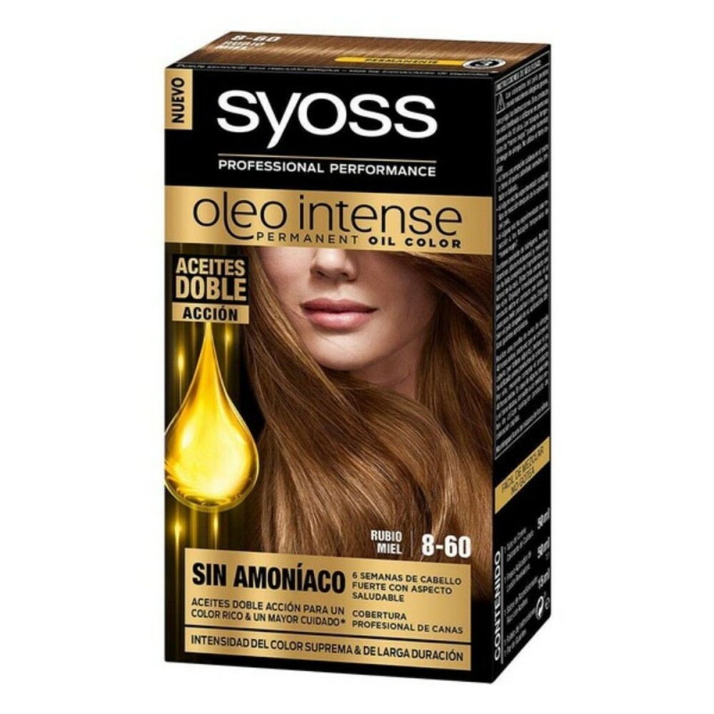 Permanent Dye Syoss Olio Intense Ammonia-free Nº 8,60 Honey Blonde