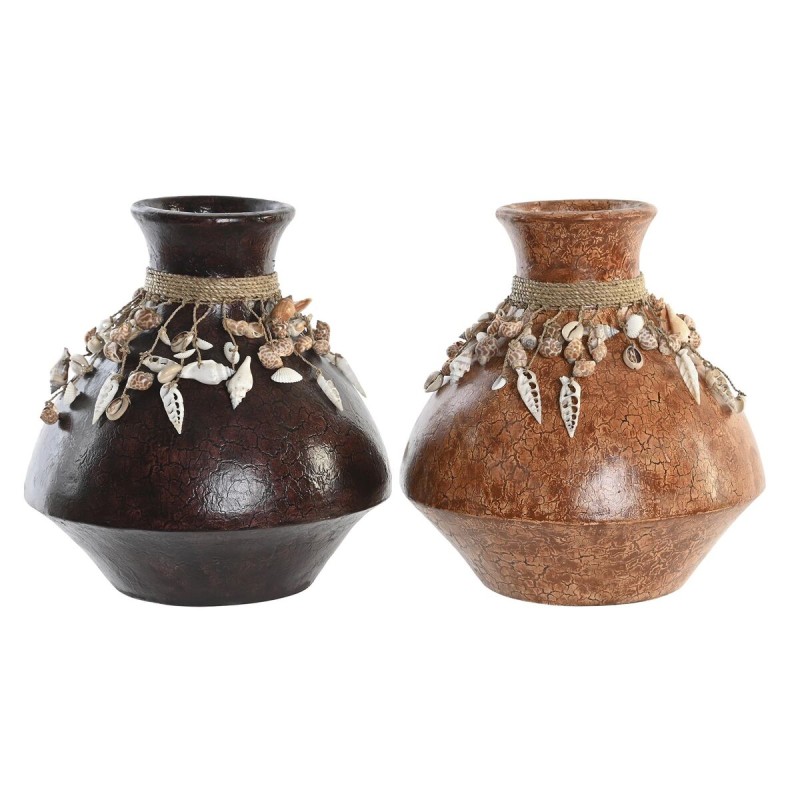 Vase DKD Home Decor Multicouleur Bambou Coquillages 30 x 30 x 32 cm (2 Unités)